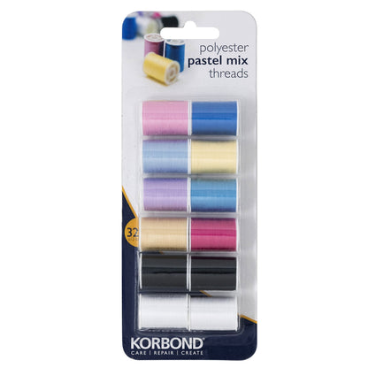סט חוטי פוליאסטר גוונים פסטל 32X12מטר