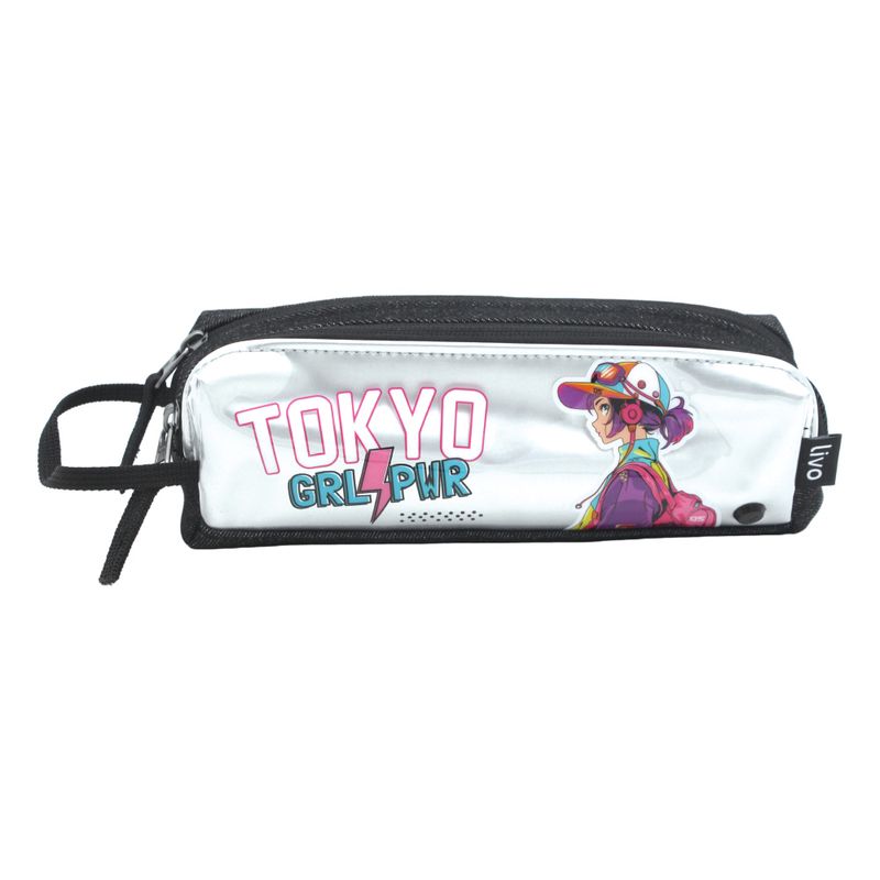קלמר 2 תאים Livo Art Tokyo שחור כסוף