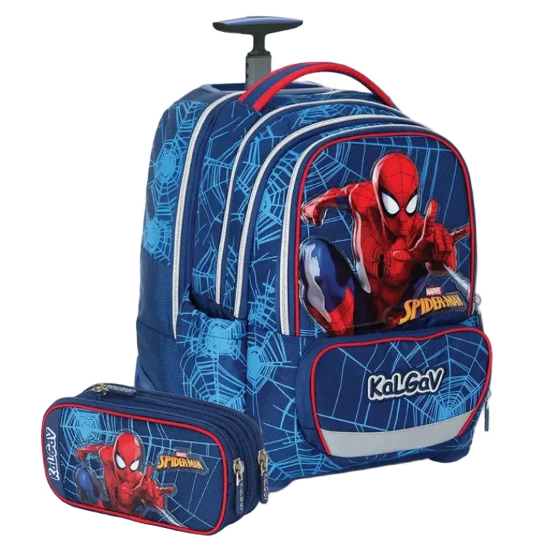 סט תיק טרולי אורטופדי וקלמר Itrolly Spiderman כחול