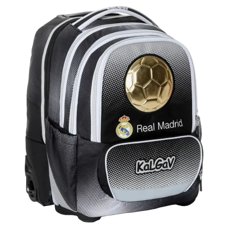 סט תיק טרולי אורטופדי וקלמר Itrolly Real Madrid שחור/לבן