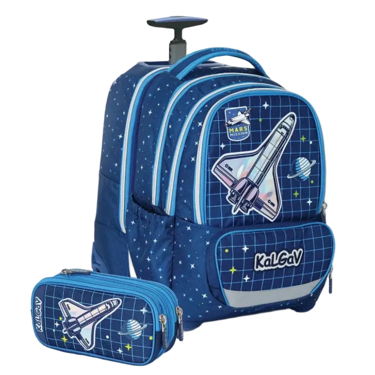 סט תיק טרולי אורטופדי וקלמר Itrolly Space כחול