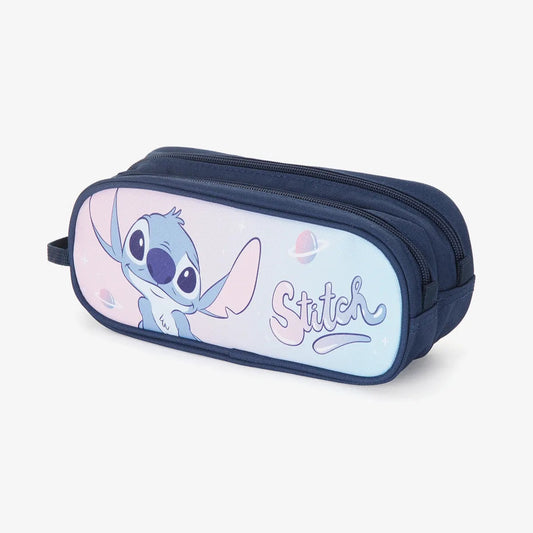 קלמר 2 תאים STITCH SPACE תכלת/ורוד 93875