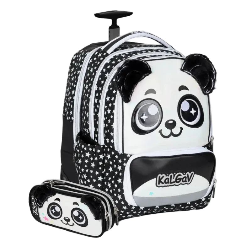 סט תיק טרולי אורטופדי וקלמר Itrolly Panda שחור/לבן