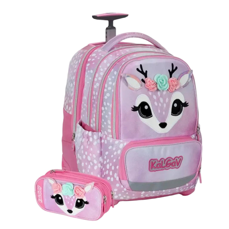 סט תיק טרולי אורטופדי וקלמר Itrolly Deer לילך