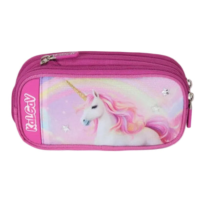 סט תיק טרולי אורטופדי וקלמר Itrolly Unicorn ורוד כהה