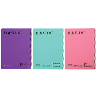 מארז 3 מחברות PP ספירלה A4 שורה Basik פסטל