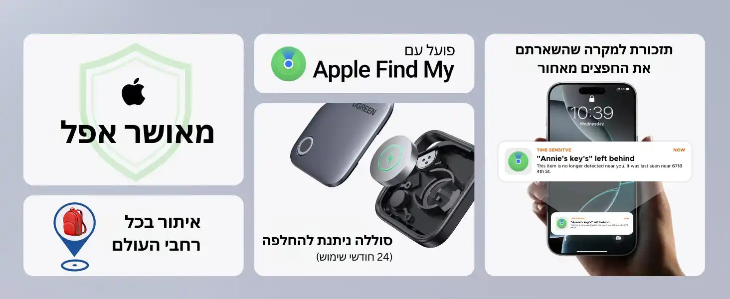 זוג תגי איתור Apple Find שחור Ugreen