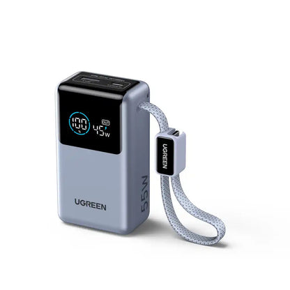 סוללת גיבוי עם כבל מובנה 10000mah 55w 1c1a אפור Ugreen