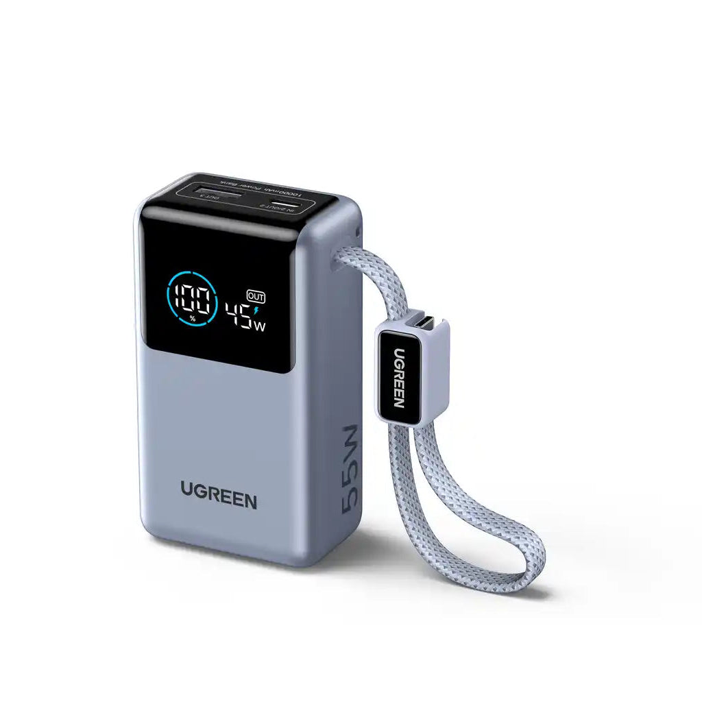 סוללת גיבוי עם כבל מובנה 10000mah 55w 1c1a אפור Ugreen