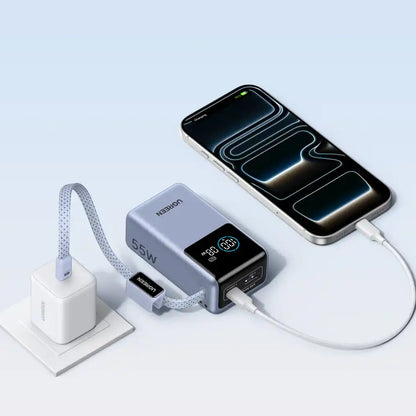 סוללת גיבוי עם כבל מובנה 10000mah 55w 1c1a אפור Ugreen