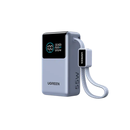 סוללת גיבוי עם כבל מובנה 10000mah 55w 1c1a אפור Ugreen