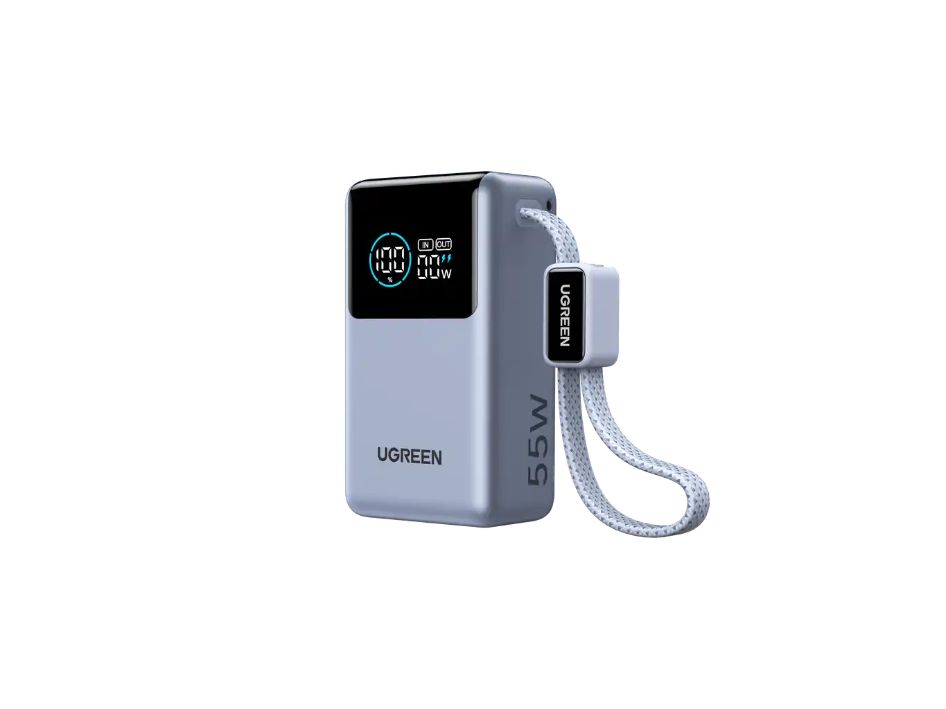 סוללת גיבוי עם כבל מובנה 10000mah 55w 1c1a אפור Ugreen