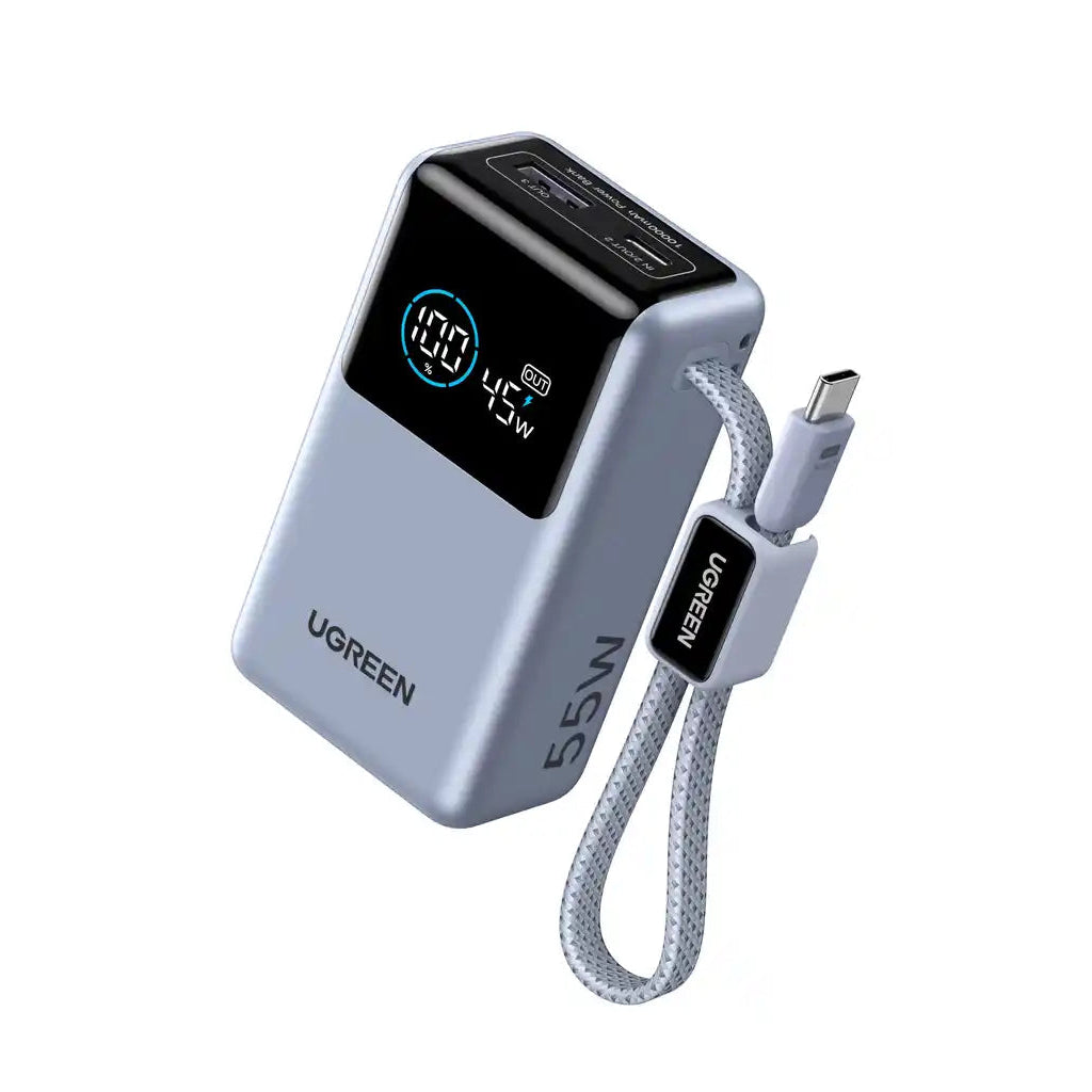 סוללת גיבוי עם כבל מובנה 10000mah 55w 1c1a אפור Ugreen