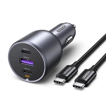 מטען לרכב 2xusb-c Pd+usb-a 130w שחור Ugreen