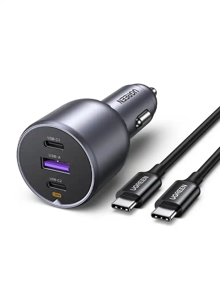 מטען לרכב 2xusb-c Pd+usb-a 130w שחור Ugreen