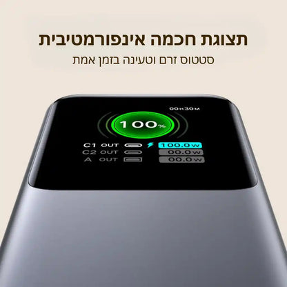 סוללת גיבוי 165w 20000mah עם כבל Type-c אפור Ugreen