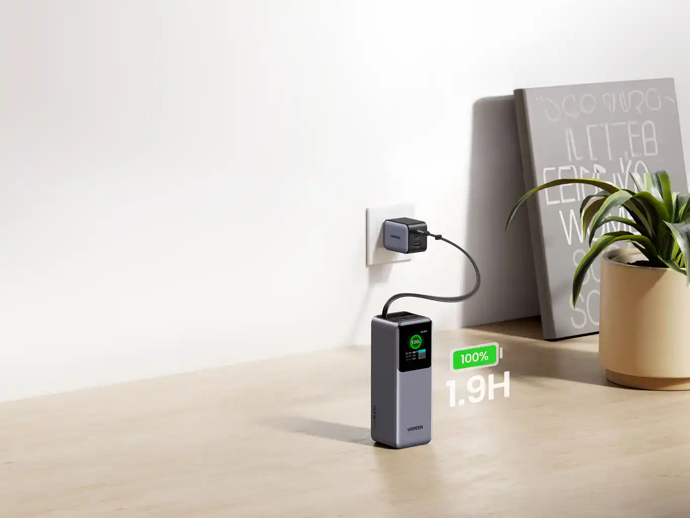סוללת גיבוי 165w 20000mah עם כבל Type-c אפור Ugreen