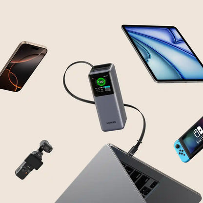 סוללת גיבוי 165w 20000mah עם כבל Type-c אפור Ugreen