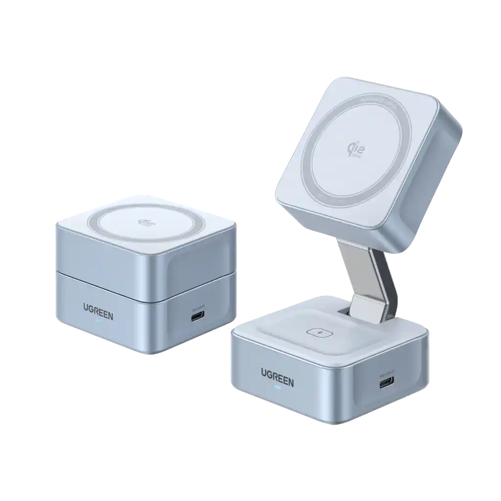 מעמד 25w 2-in-1 Qi2 Magnetic Wireless כסוף Ugreen