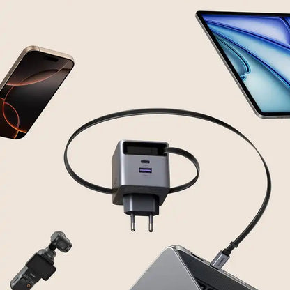 מטען עם כבל נגלל Nexode Pro 45w 2c1a אפור Ugreen