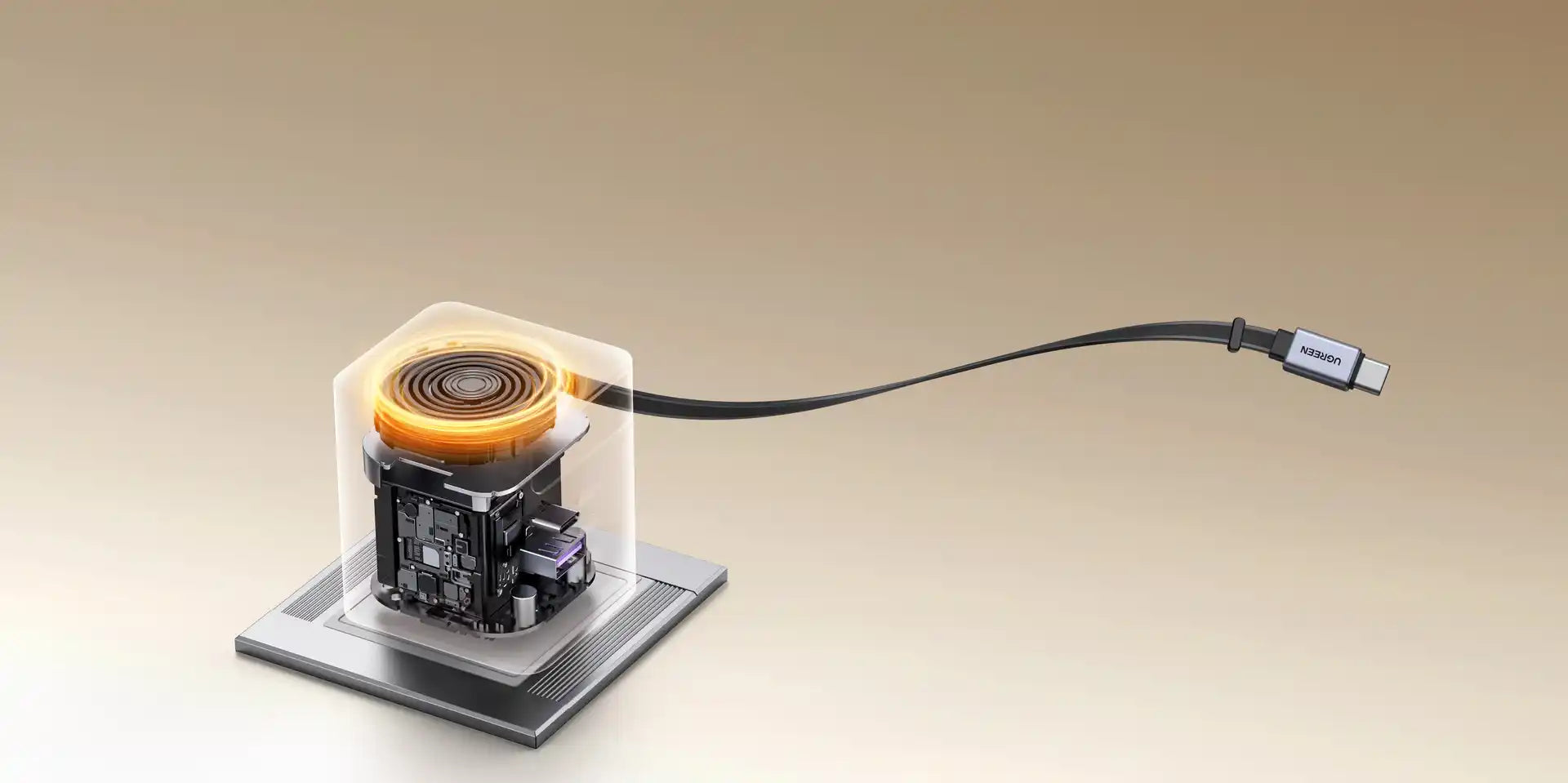 מטען עם כבל נגלל Nexode Pro 100w 3c1a אפור Ugreen