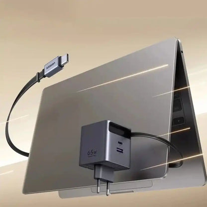 מטען עם כבל נגלל Nexode Pro 65w 2c1a Gan אפור Ugreen