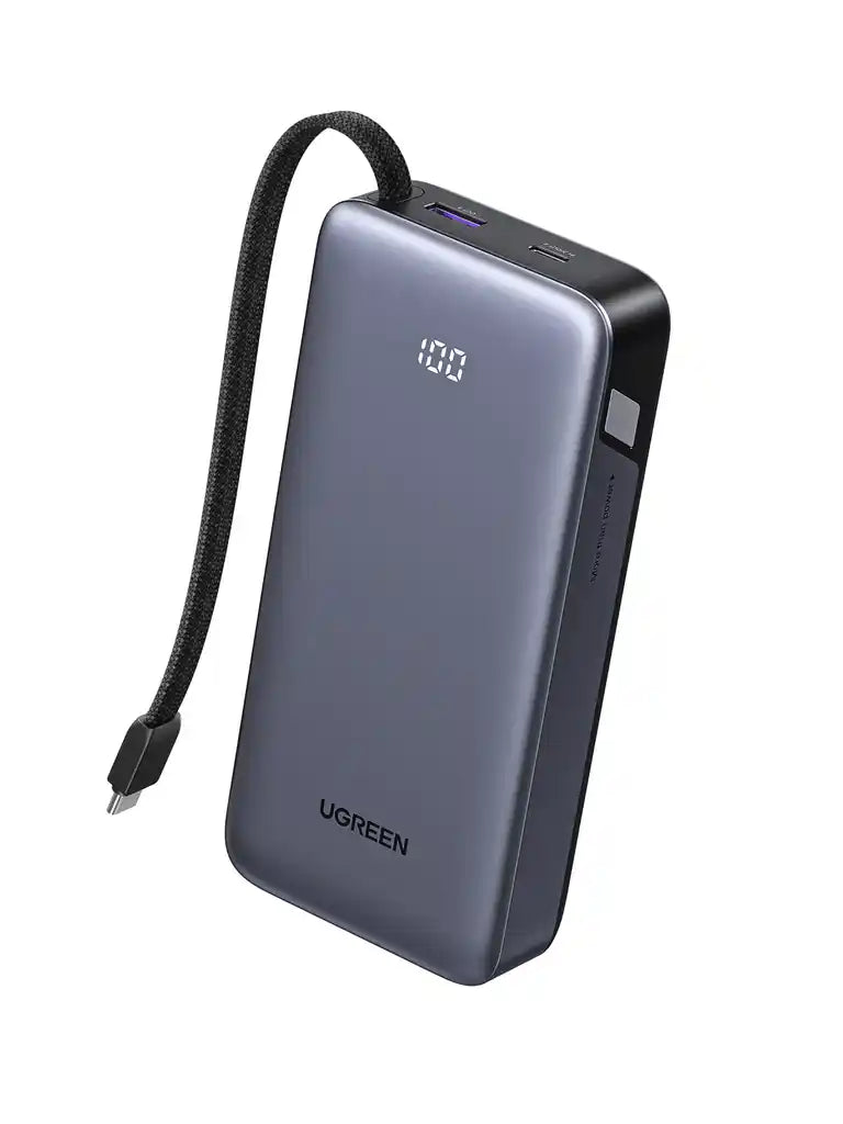 סוללת גיבוי 20000mah 45w עם כבל מובנה שחור Ugreen