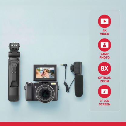 מצלמת וולוגים AGFA Vlogging Kit VLG-4K Optical Zoom x8