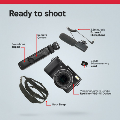 מצלמת וולוגים AGFA Vlogging Kit VLG-4K Optical Zoom x8