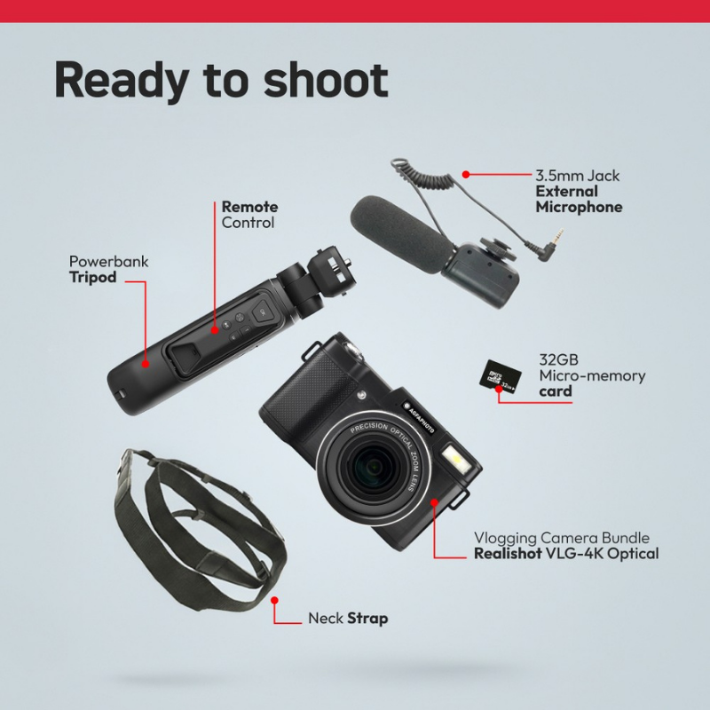 מצלמת וולוגים AGFA Vlogging Kit VLG-4K Optical Zoom x8