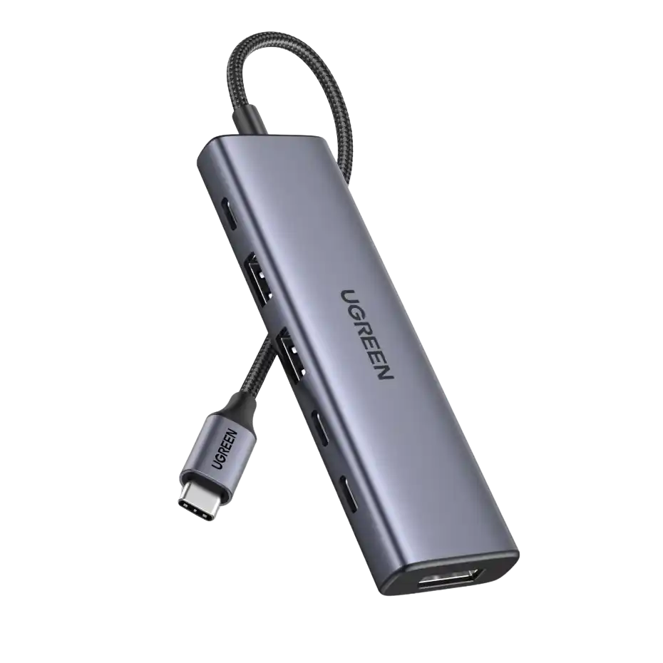 מולטיפורט Ugreen 6-in-1 USB-C Hub/DP 2C2A/PD 100W אפור