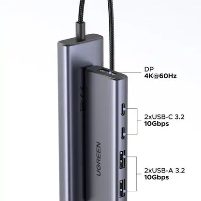 מולטיפורט Ugreen 6-in-1 USB-C Hub/DP 2C2A/PD 100W אפור