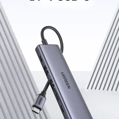 מולטיפורט Ugreen 6-in-1 USB-C Hub/DP 2C2A/PD 100W אפור
