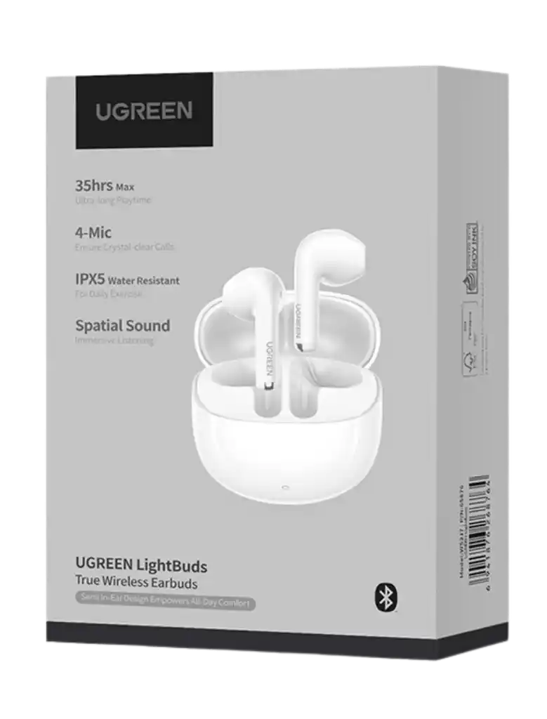 אוזניות אלחוטיות Ugreen Lightsbuds Semi In Ear TWS לבן