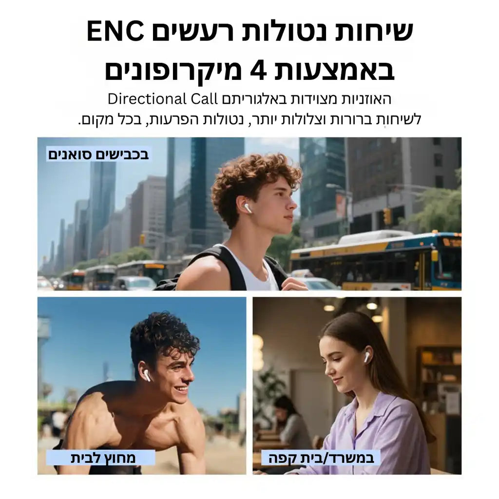 אוזניות אלחוטיות Ugreen Lightsbuds Semi In Ear TWS לבן