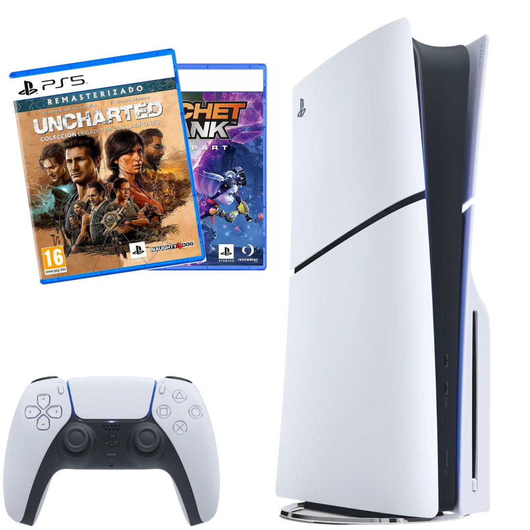 קונסולה Sony PS5 Blu Ray Slim 1TB New עם 2 משחקים