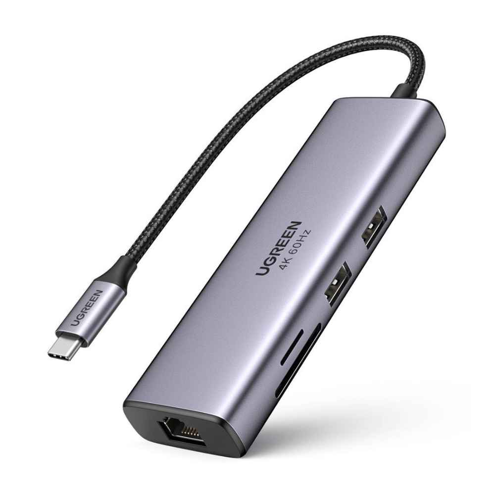 מולטיפורט 7in 1 1C2A+HDMI+RJ45+SD/TF אפור UGREEN