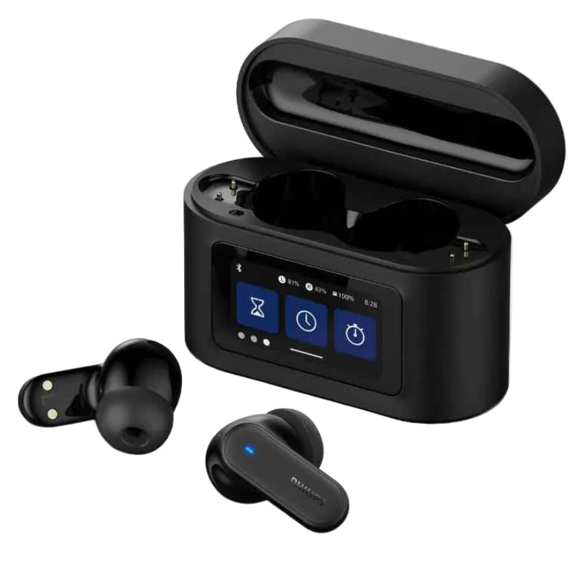 אוזניות אלחוטיות PHILIPS TAT6000BK שחור + קייס חכם