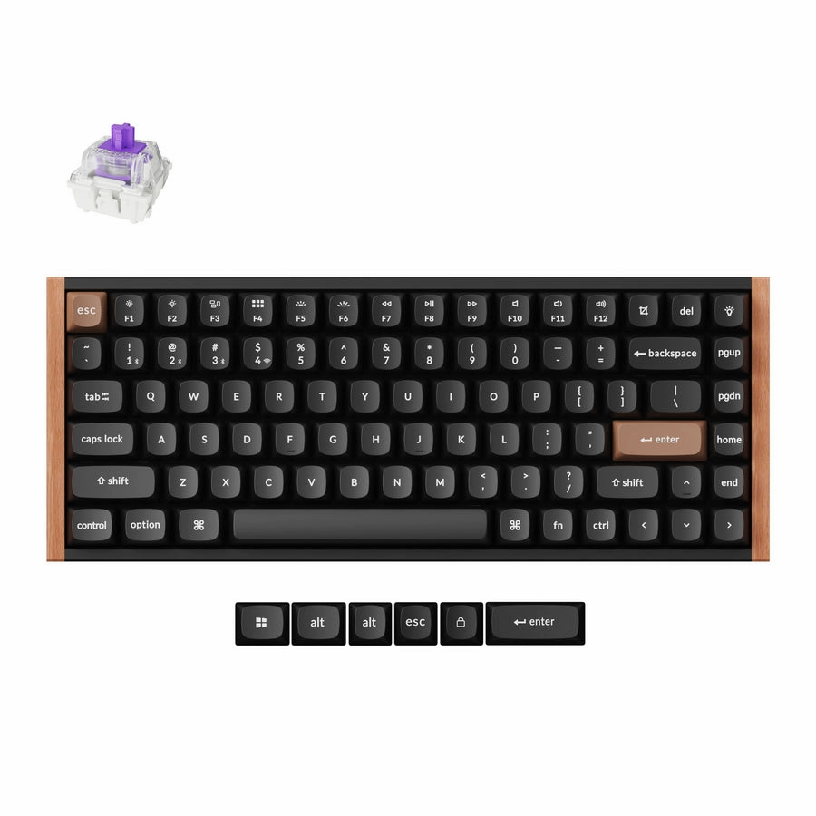 מקלדת גיימינג אלחוטית עם מתגים מגנטיים KEYCHRON K2 שחור עץ