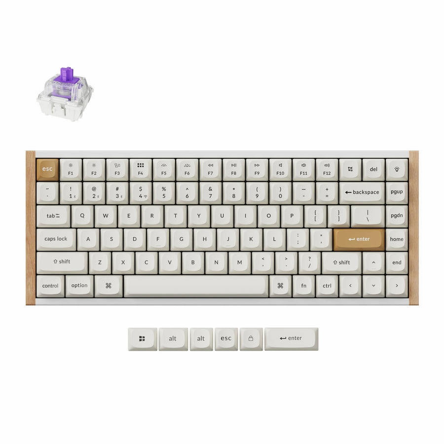 מקלדת גיימינג אלחוטית עם מתגים מגנטיים KEYCHRON K2 לבן עץ