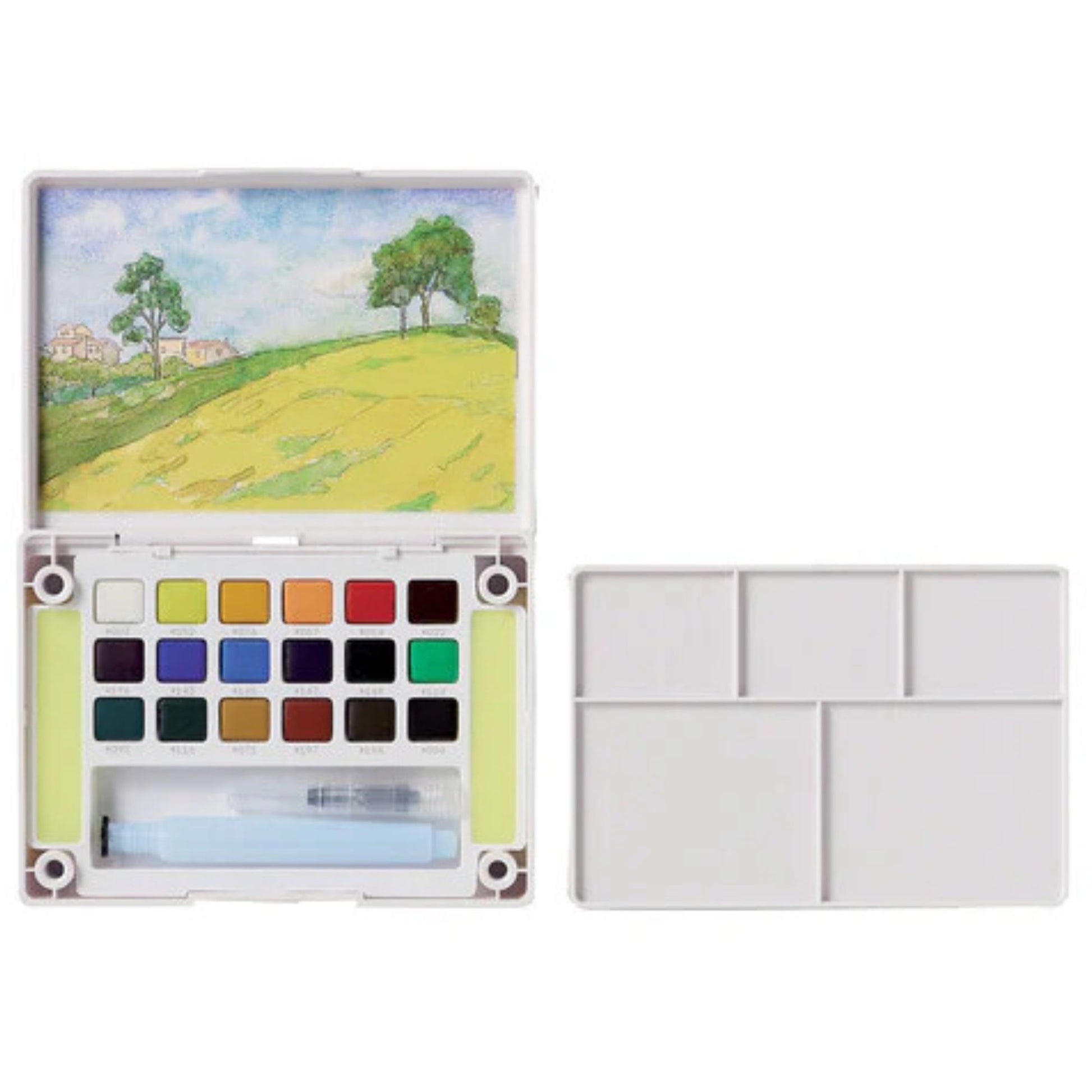 סט 18 צבעי מים מכחול ומיכל מים - Sakura Koi set XNCW18N