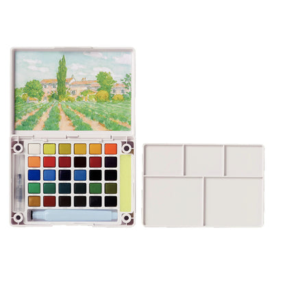 סט 30 צבעי מים ומכחול מיכל מיוחד - Sakura Koi set XNCW-30N