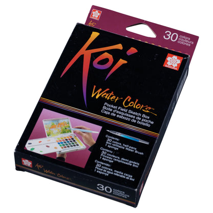 סט 30 צבעי מים ומכחול מיכל מיוחד - Sakura Koi set XNCW-30N