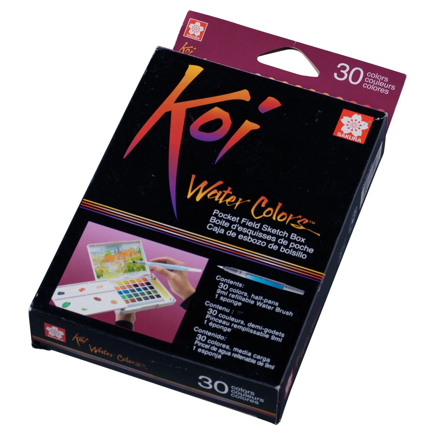 סט 30 צבעי מים ומכחול מיכל מיוחד - Sakura Koi set XNCW-30N