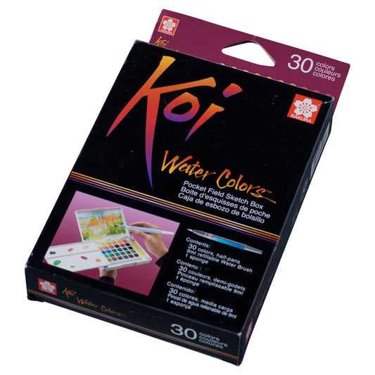 סט 30 צבעי מים ומכחול מיכל מיוחד - Sakura Koi set XNCW-30N