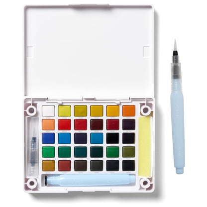 סט 30 צבעי מים ומכחול מיכל מיוחד - Sakura Koi set XNCW-30N