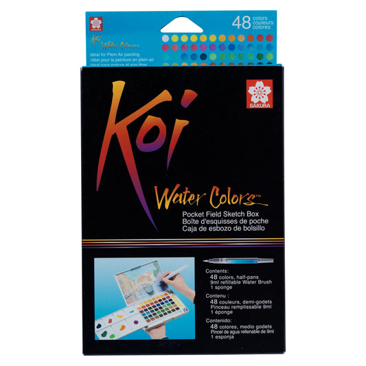 סט 48 צבעי מים ומכחול מיכל מיוחד - Sakura Koi set XNCW-48N