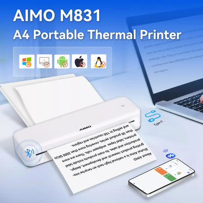 מדפסת אלחוטית A4 תרמית ניידת נטענת Aimo M831