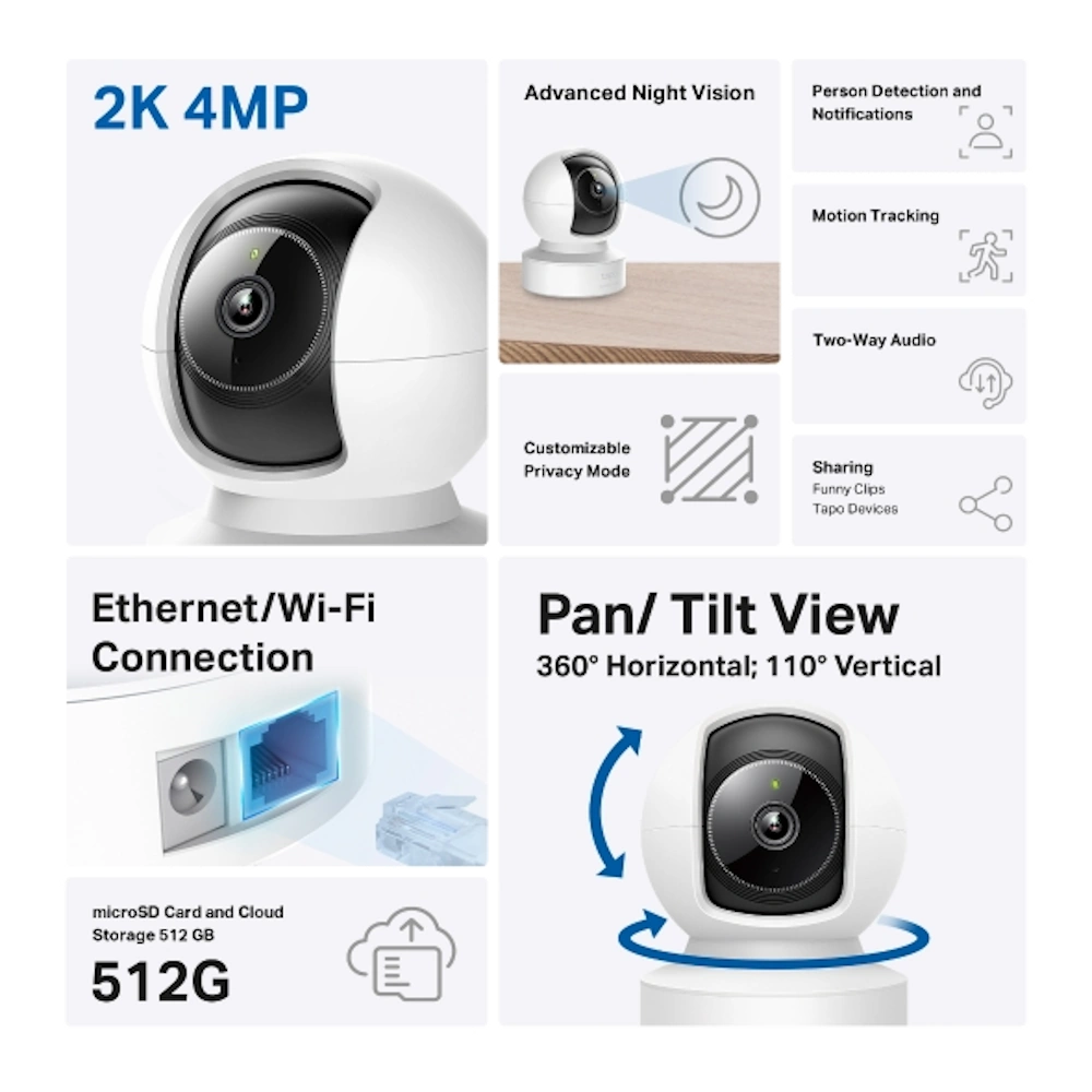 מצלמת אבטחה 360° Tapo C222 4MP מבית TP-LINK