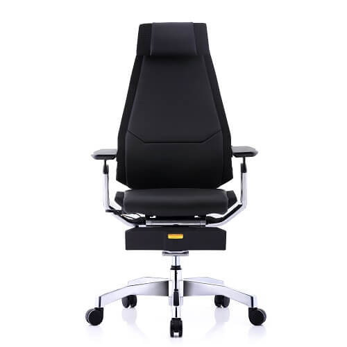 כיסא ארגונומי עור עם משענת רגליים Comfort UK Genidia Luxury שחור